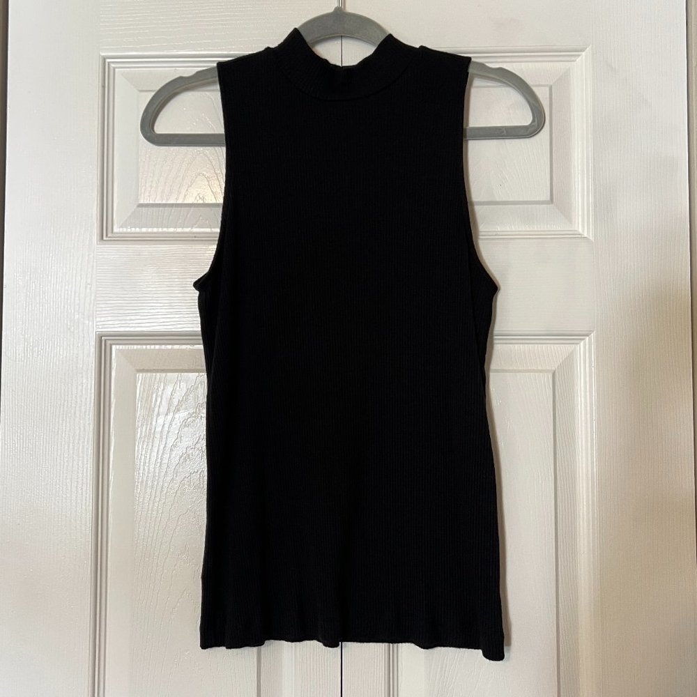 Loft Ribbed Black Sleeveless Tank